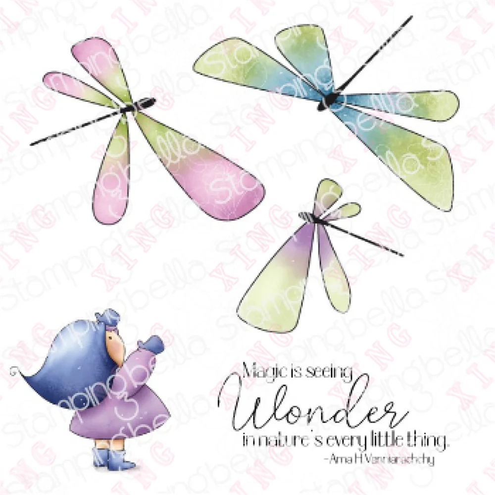 

Bundle Girl with Dragonflies Metal Cutting Dies Scrapbook Decor Embossing Template Diy Gift Card Handmade Craft Silicone Stamps
