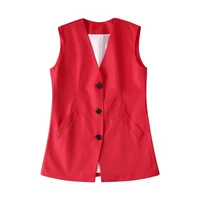 spring autumn women suit vest jackets 2022 fashion ladies sleeveless office outfits solid waistcoat outwear 20220521