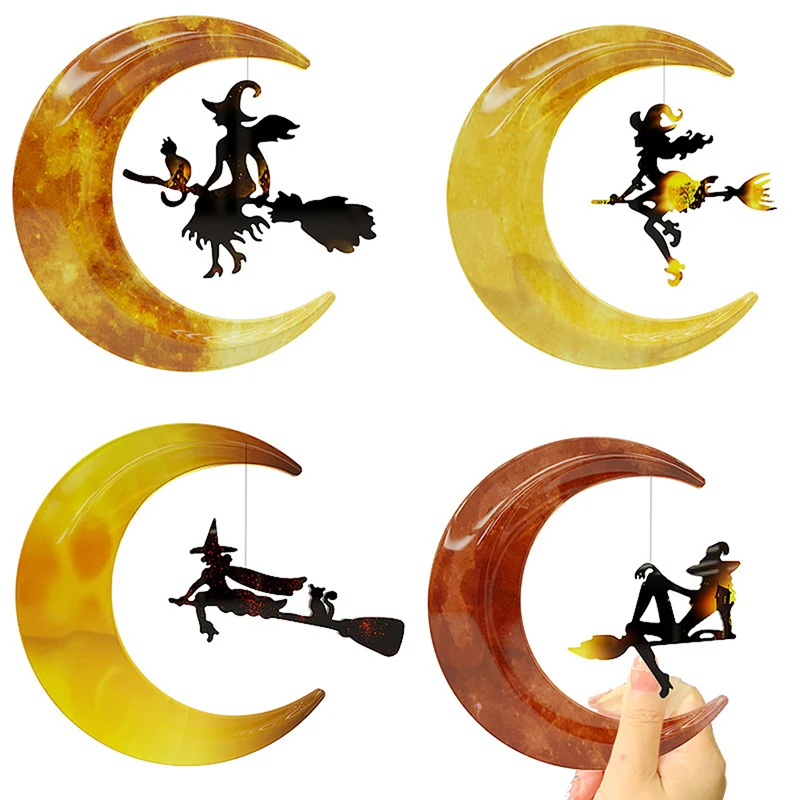 

Crystal Epoxy Diy Resin Aromatherapy Gypsum Abrasives Halloween Moon Witch Tag Silicone Mold Halloween Party Decoration