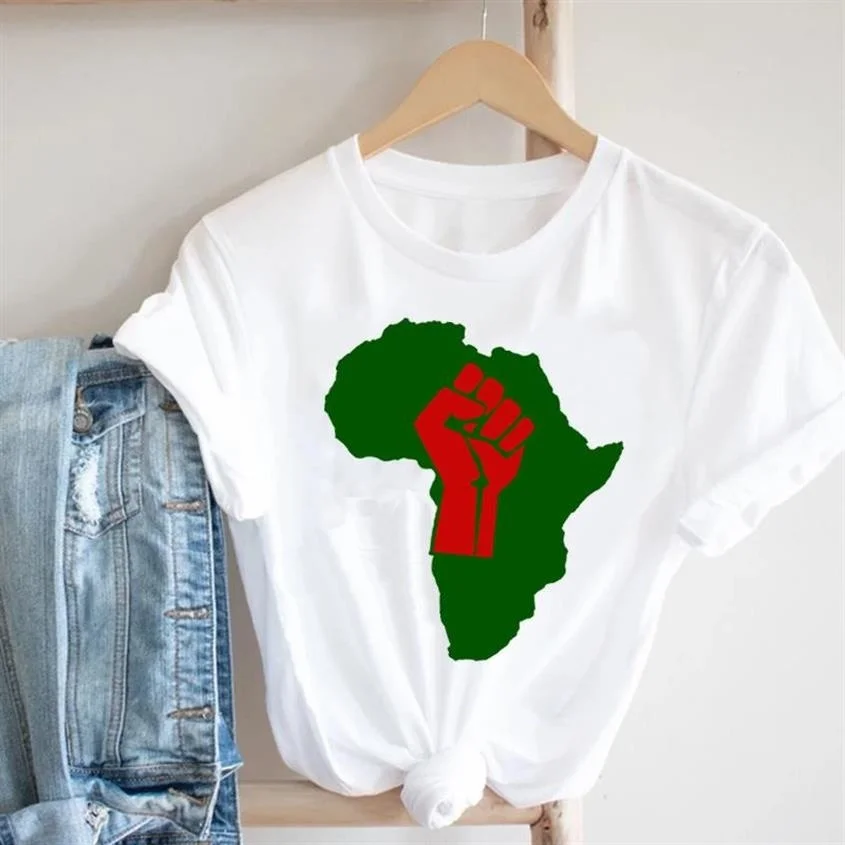 

Africa Map Graphic T Shirt Melanin T Shirts Women Streetwear Harajuku Tee Tops Feminist Tees Black Culture Tshirt