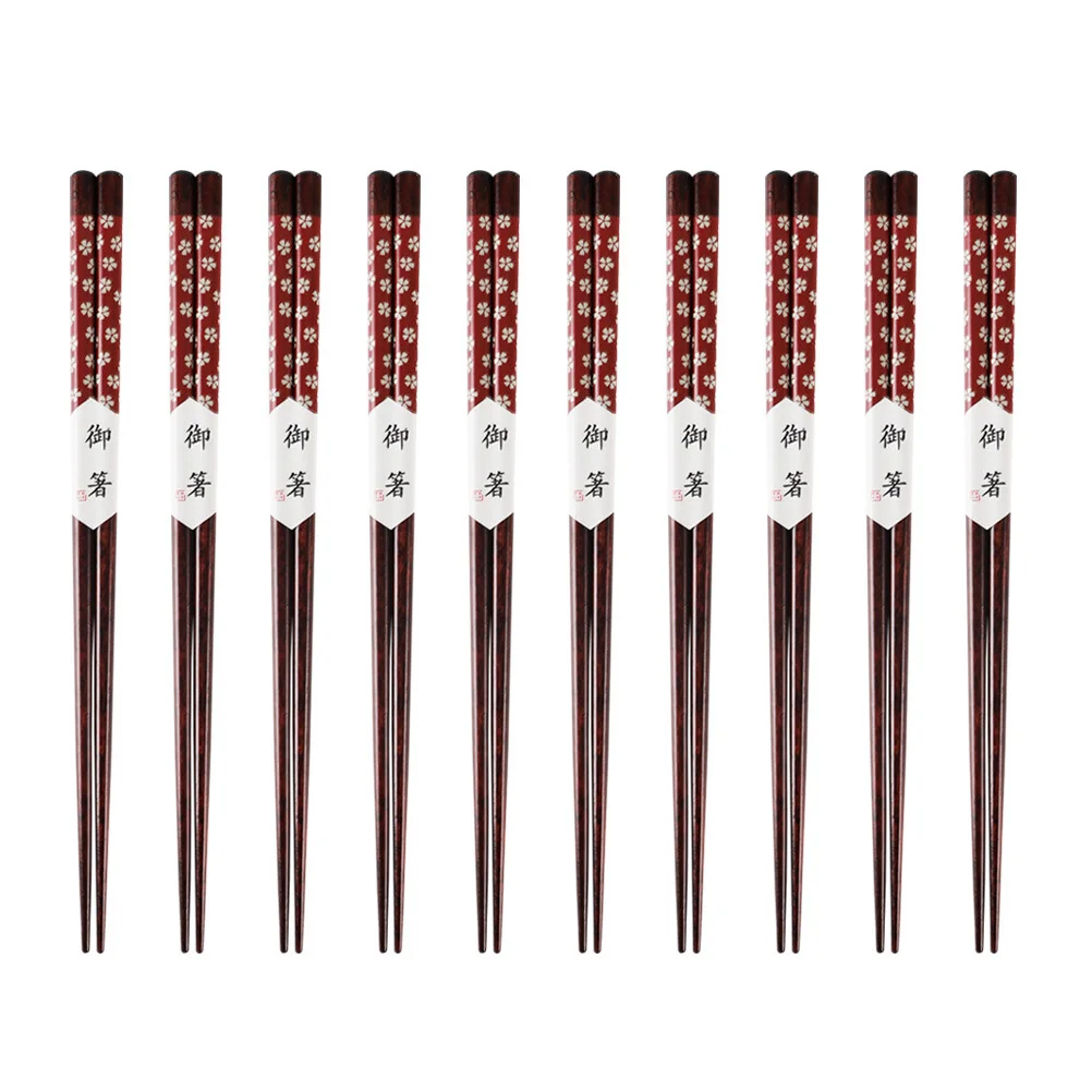 

10 Pairs of Japanese Style Chopsticks Practical Wooden Cutlery Gifts Eating Tools
