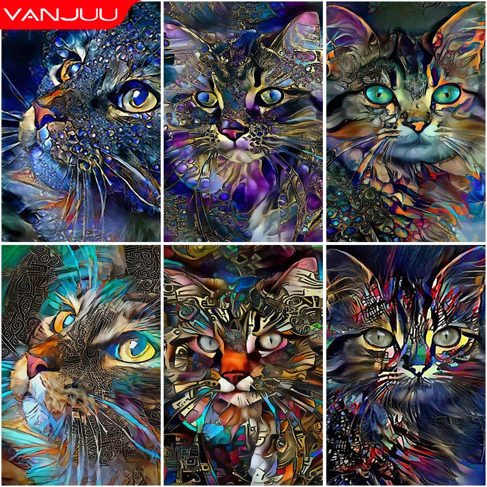 

5D Animal Diamond Mosaic DIY Cat Diamond Painting Rhinestone Embroidery Full Round Diamond Cross Stitch Kit Home Decor