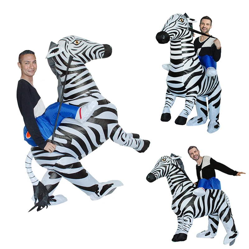 

Adults Kids Size Zebra Animal Walking Clothes Cartoon Puppet Inflatable Costume Anime Cosplay Halloween Performance Dress Props