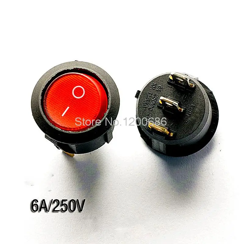 

Round type switch KCD1 105 red 3 foot 2 files with lights 10A / 125V 6A / 250V