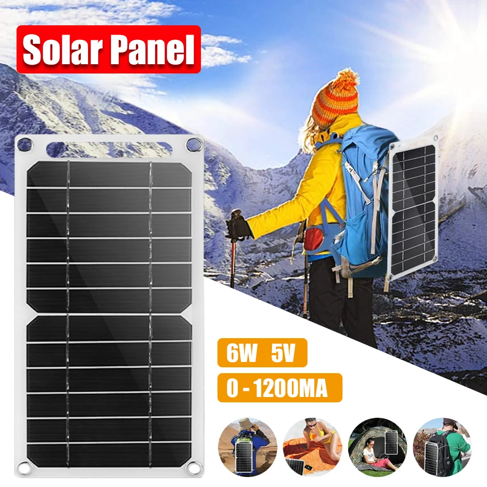 

6W 5V USB Portable Solar Panel Charger Camping Hiking Cell Phone Solar Charging Panel For Mobile Phone Usb Electronic Interface