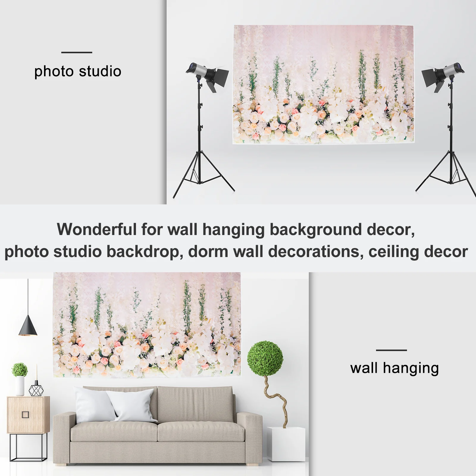 

1pc Wedding Photography Background Cloth Flower Wall Photo Backdrop Studio Accessory
