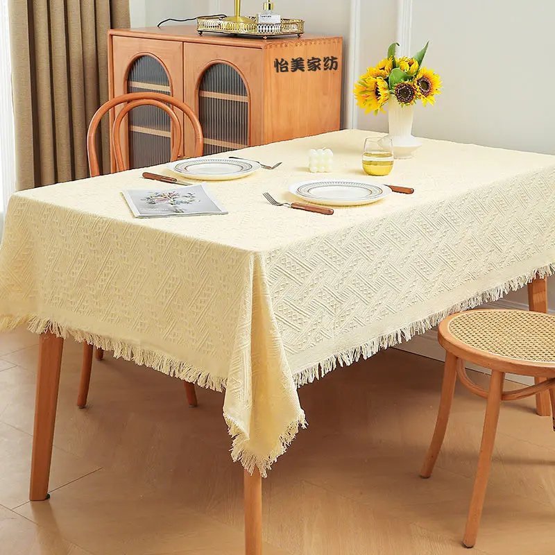 

The new cream table cloth dust with thick rectangular table cloth _Jes4920