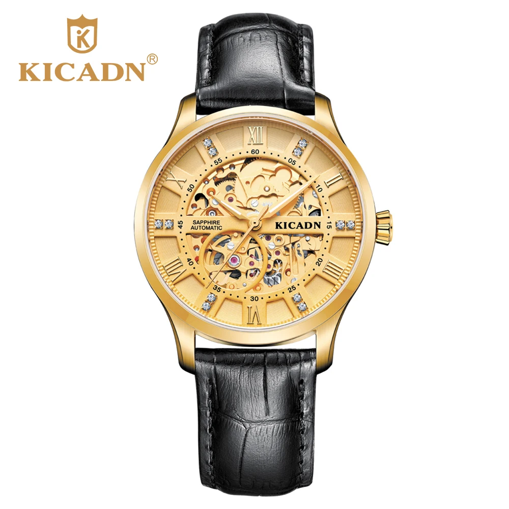 

Skeleton back through mechanical watch 50 meters waterproof Japanese movement sapphire glass