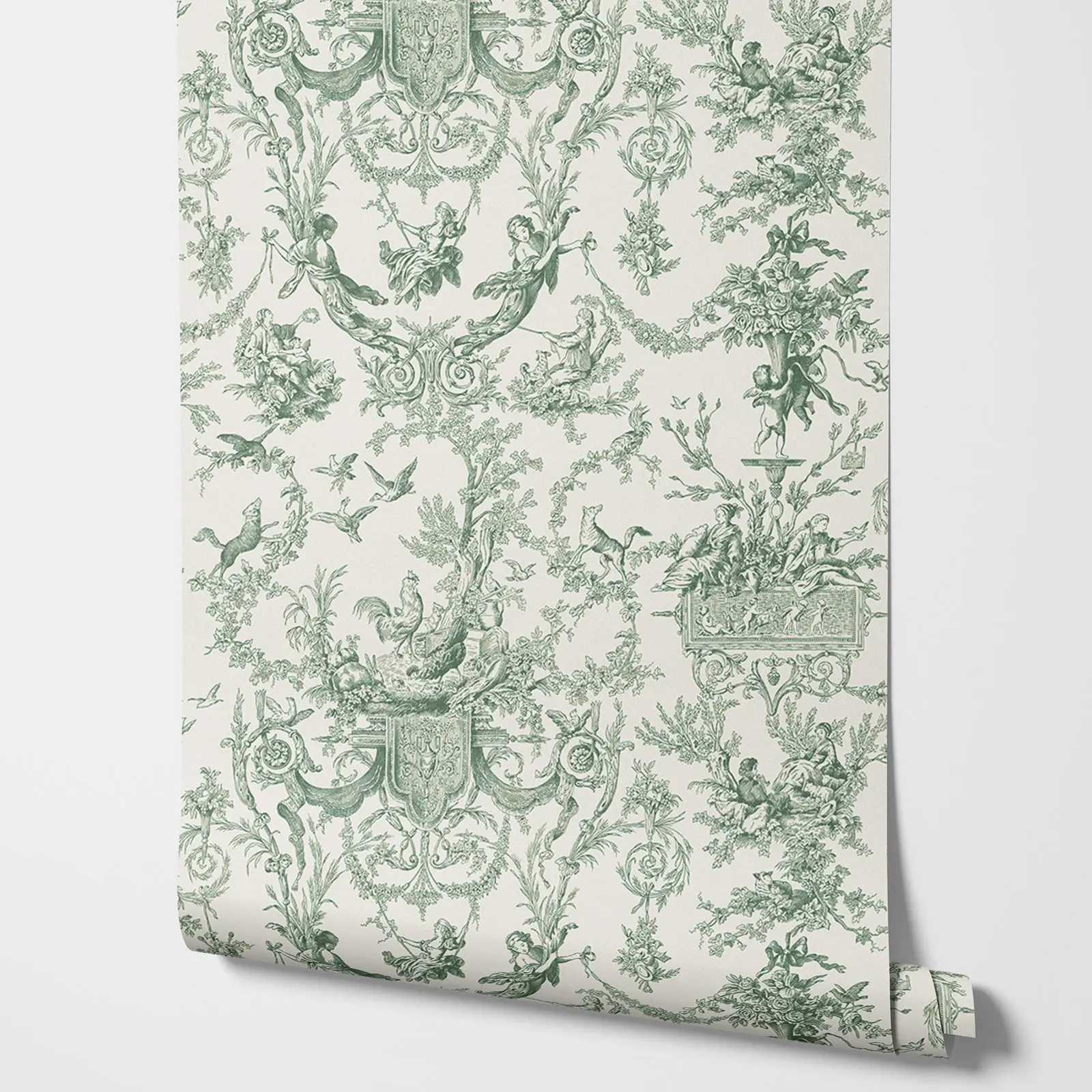 Винтажные бумажные обои Pixel&Wall зелёный туалет