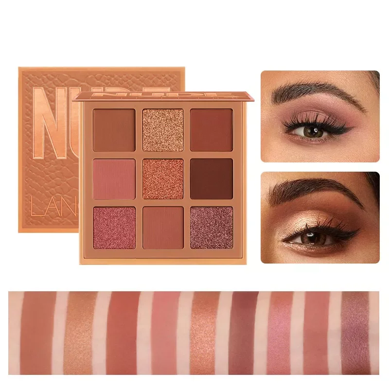 

Mode eyeshadow palette 9 Kleuren Matte Oogschaduw palette Glitter oogschaduw Make-Up Naakt Make set Korea Cosmetica