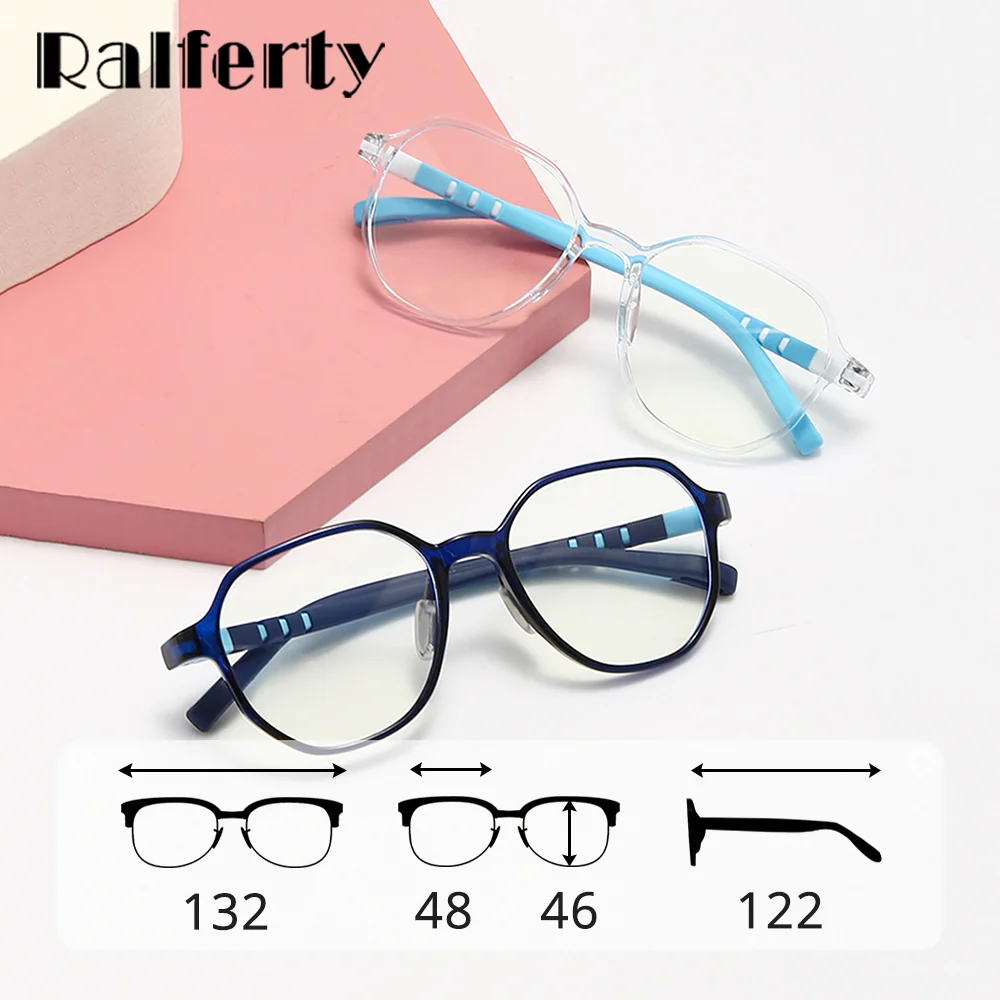 

Ralferty TR90 детские очки для глаз, оправа для мальчиков и девочек, детские анти синие очки, прозрачные, гибкие, 0 диоптрий, без медицинской близор...