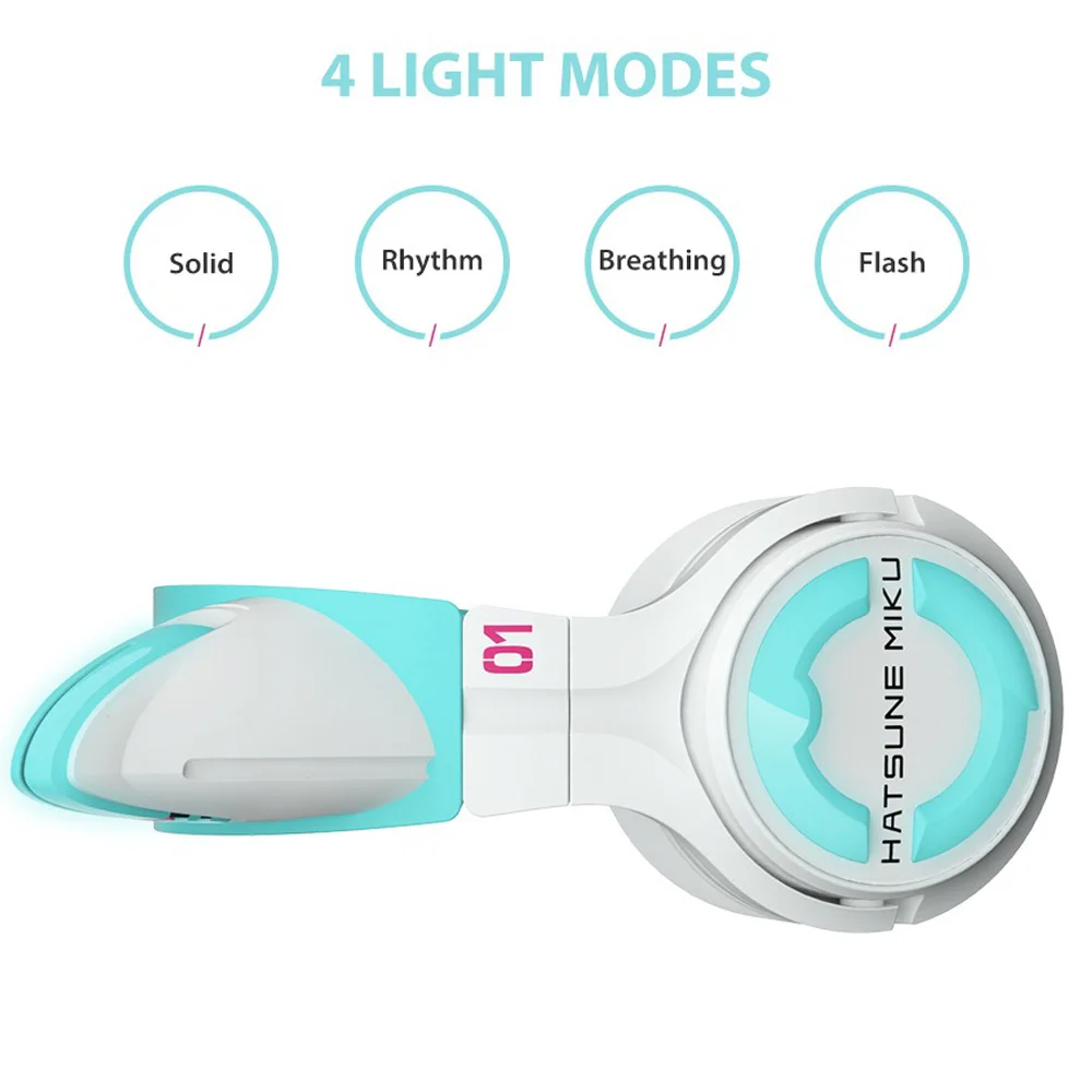 Фото YOWU Hatsune Miku Беспроводные наушники Bluetooth 5,0 Управление через приложение RGB подсветка Оригинальные наушники с милым котом Наушники-вкладыши №4