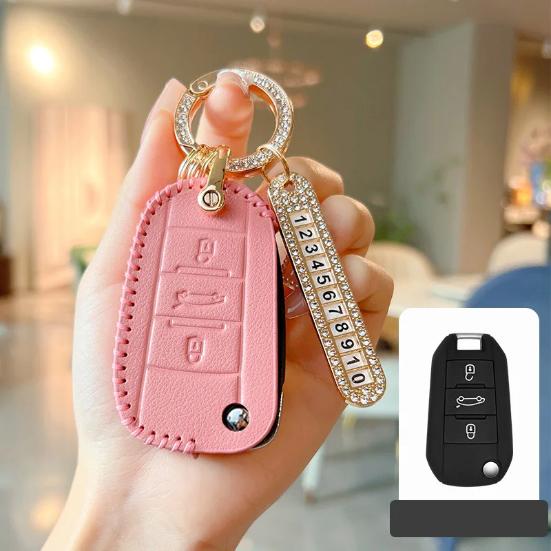 

Женский розовый чехол для автомобильного ключа для Peugeot Citroen C1 C2 C3 C4 C5 DS3 DS4 DS5 DS6, автомобильные аксессуары