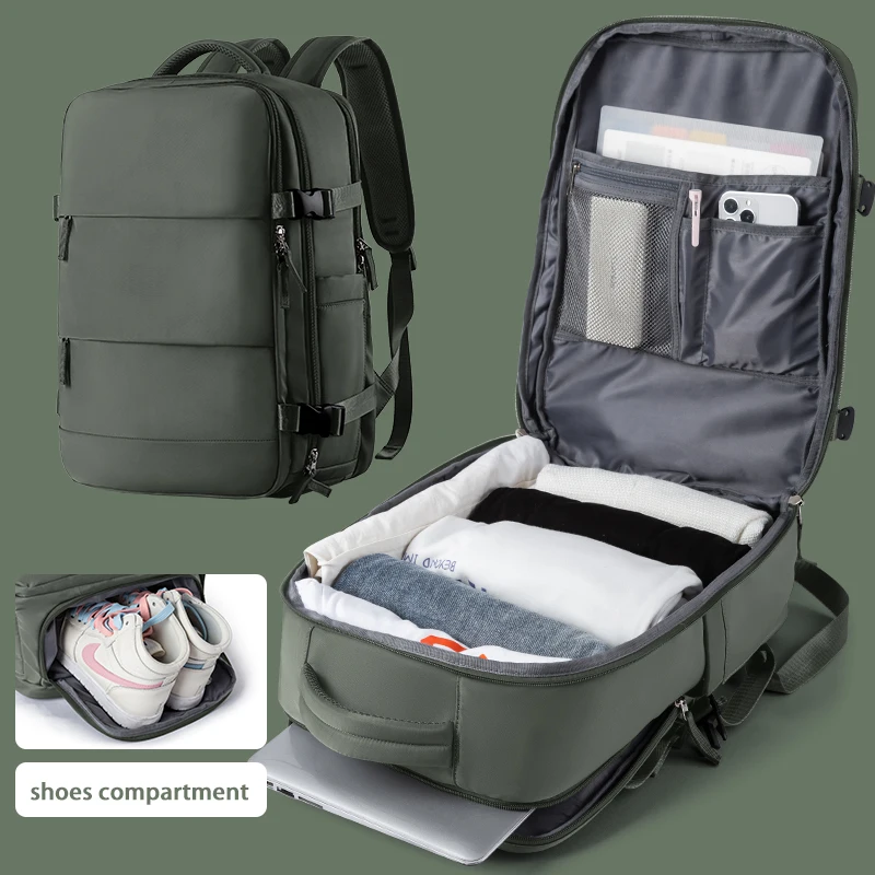 Waterproof Men Travel Backpack Airplane Luggage Boys School Bags Lightweight 17inch Notebook Large Capacity Multi-Function