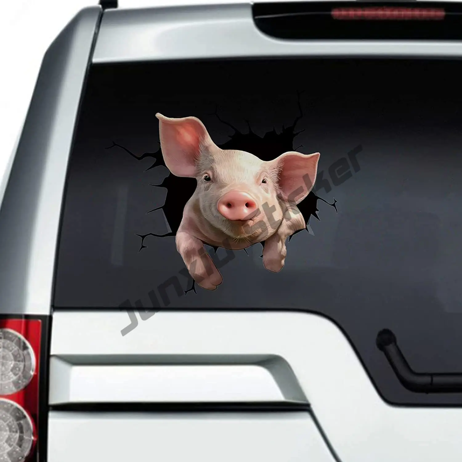 

Animal 3D Pig Crack Car Sticke Car Window Decal Pet Static Electricity Sticker for Cars Realistic Waterproof Car Paste Stickers