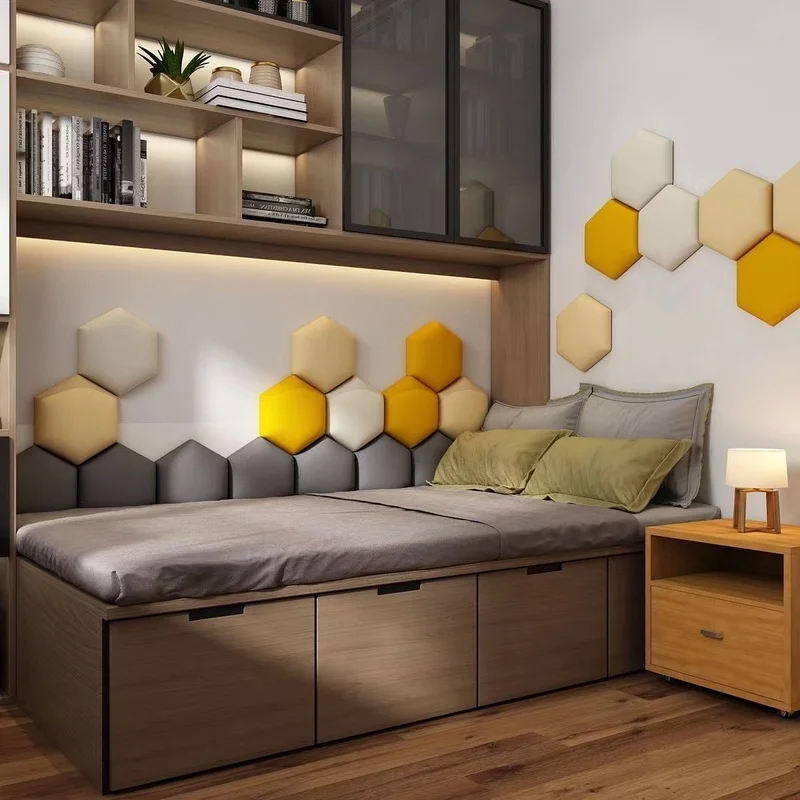 

Bed Headboard Wall Sticker Kids Room Bedroom Wall Decal Art Anti Collision Headboards Tatami Self-adhesive Front Panels Cabecero