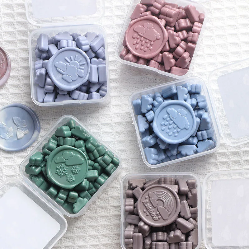 

Boxed cloud shape wax grain weather series solid color Morandi color matte cloud shape sealing wax retro seal bead craft gift