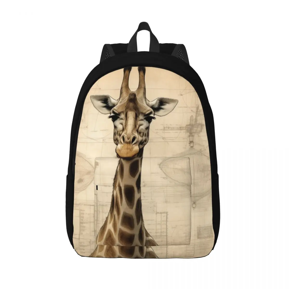 

Giraffe Canvas Backpacks Schematics Pencil Drawing Breathable Elegant Backpack University Bags