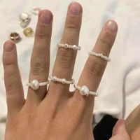 white rice bead ring set women bohemian finger rings vintage jewelry novelties 2022 trend wholesale gift for girlfriend gaabou