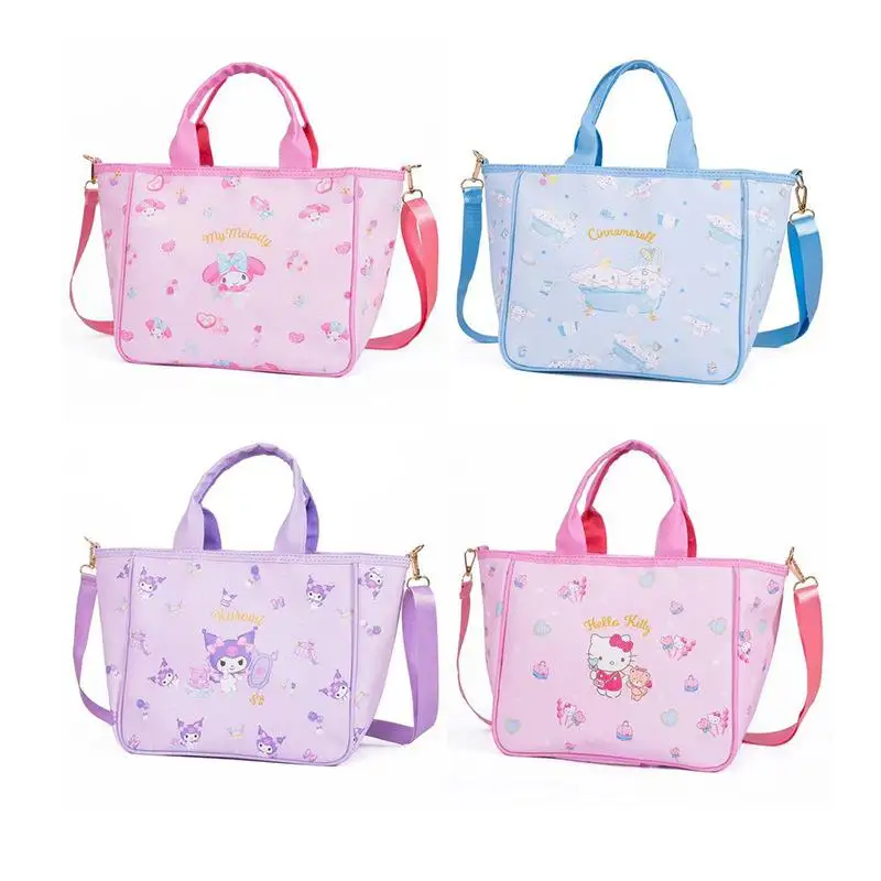 

Sanrios Kawaii Kuromi Hello Kittys Cartoon Anime Waterproof Handbag My Melody Pu Leather Handbag Shoulder Messenger Bag Gifts