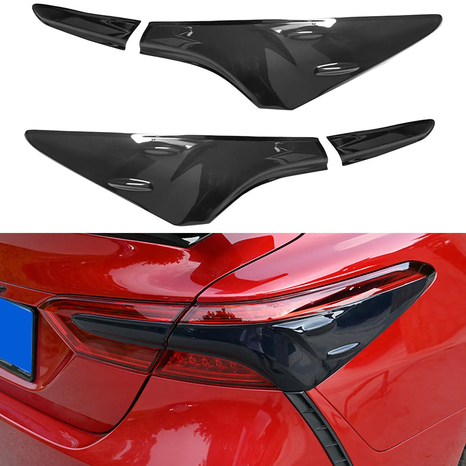 

Smoked Black Exterior Rear Tail Light Lamp Cover 4pcs For Toyota Camry 2018-2021