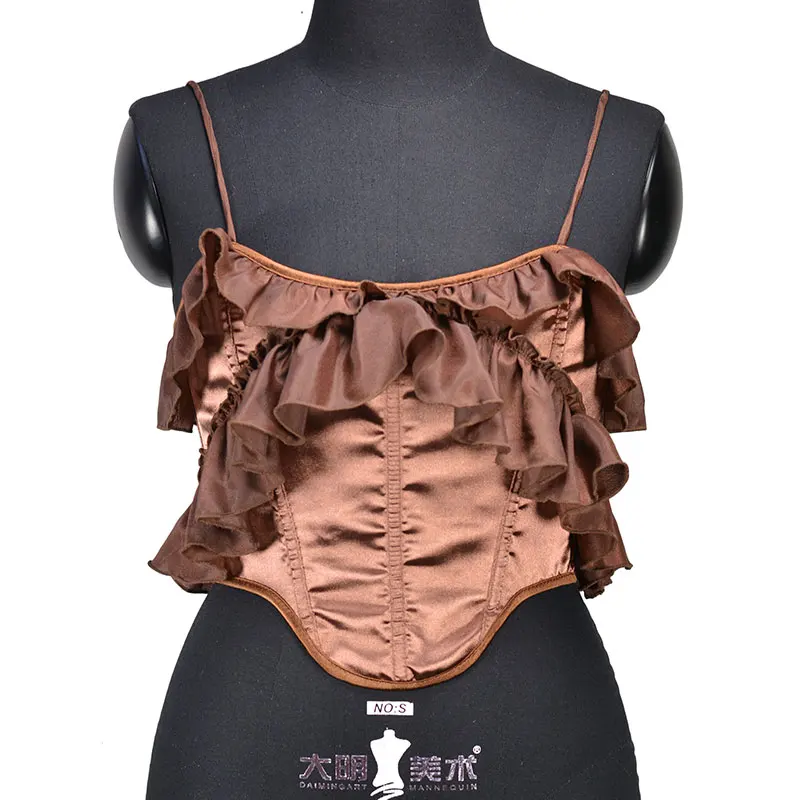 

Атласный корсет на бретелях, укороченный сексуальный жилет для женщин