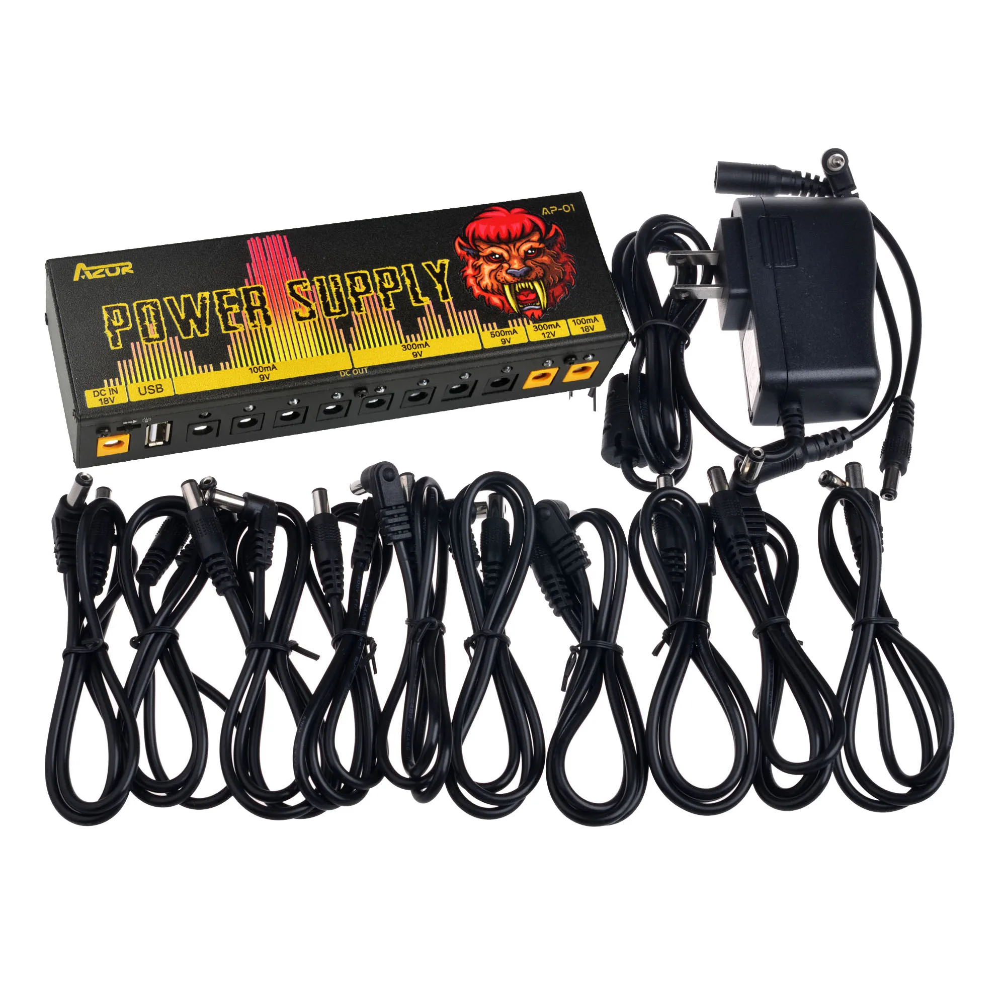 Azor AP-01 Блок питания для педали эффектов Высокочастотный 18 В 1 А Вход USB-выход 10