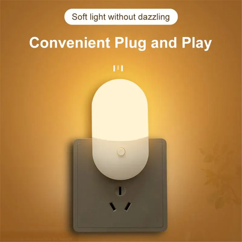 

Two-color Night Light Plug-in With Switch LED Feeding Socket Bedroom Wake Up Bedside Light Night Lights LED Bulbs US EU Lamp