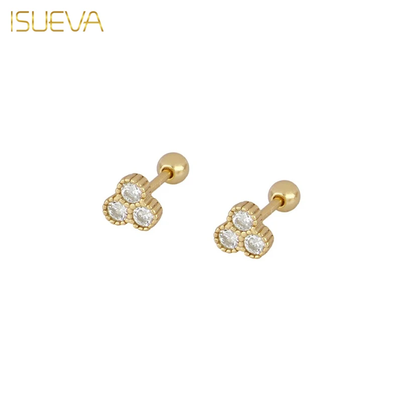 

ISUEVA Gold Plated Stud Earrings for Women Fashion Piercing Exquisite Zircon Ear Stud Women's Earrings 2023 Jewelry Wholesale