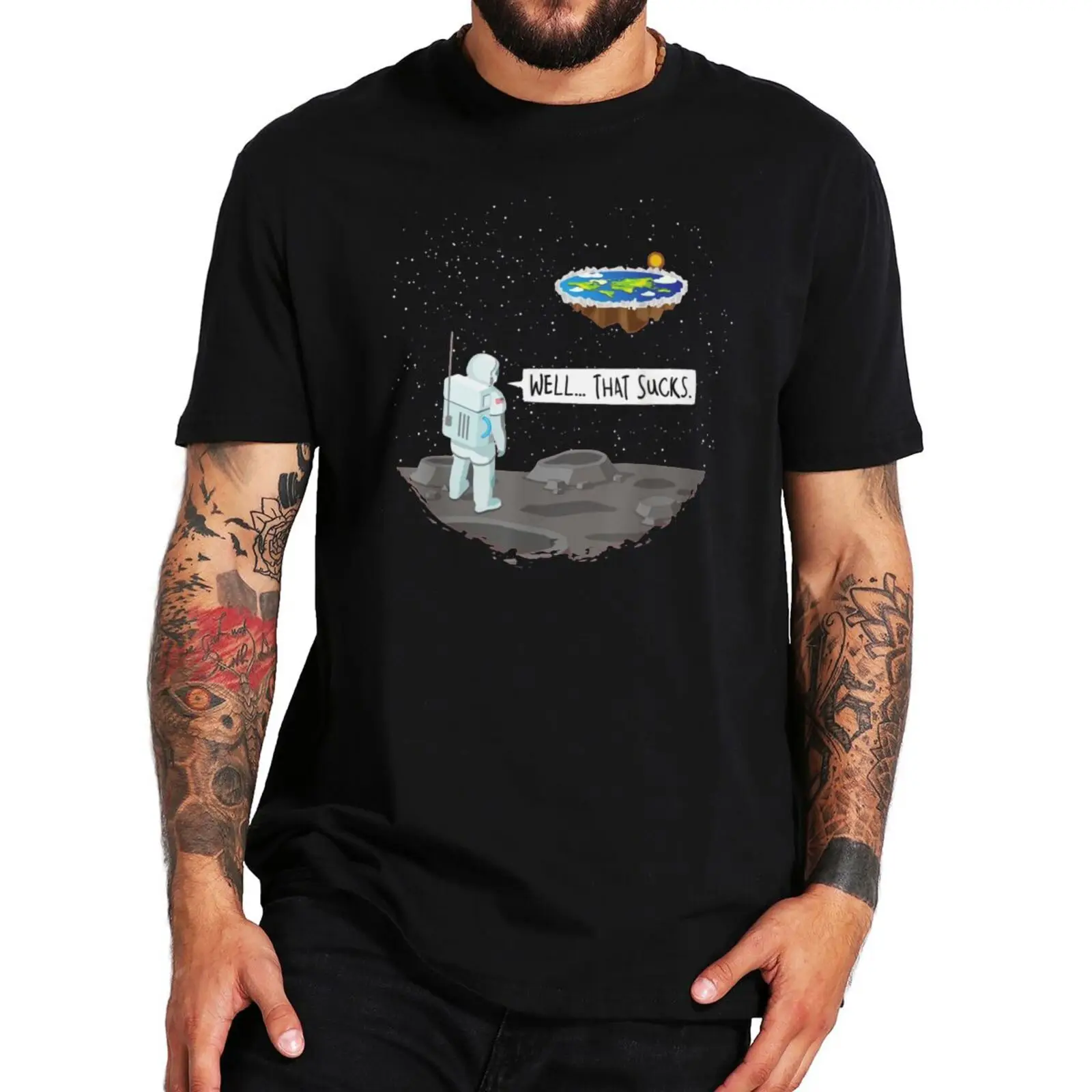 

Funny Flat Earth Moon Landing Astronaut On Moon T Shirt Conspiracy Theory Lies Sarcastic Tshirts For Science Movie Fans