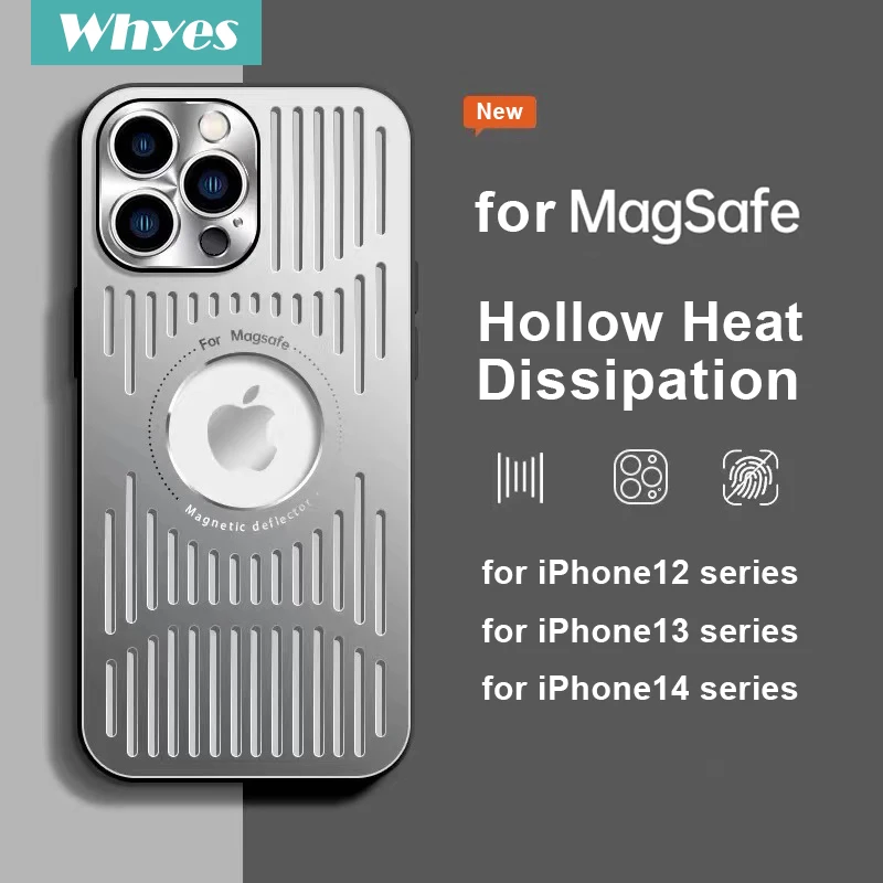 

Metal Heat Dissipation Magnetic Case for iphone 15 14 Plus 13 12 15 Pro Max For Magsafe Wireless Charging Aluminium Phone Cover