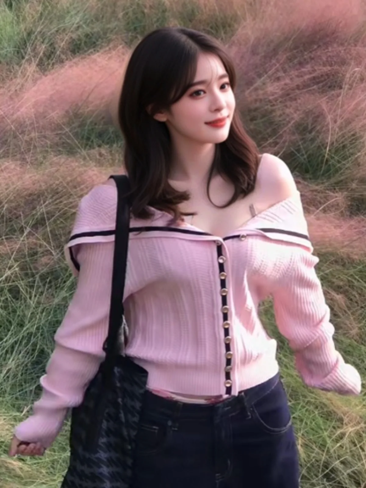 Корейская серия ранняя зимняя одежда свитер в стиле ретро джинсы костюм из двух