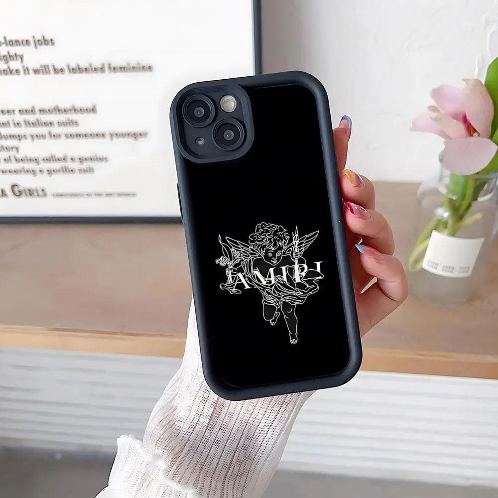 Фото Роскошный дизайн A-Amiries: Простой однотонный матовый силиконовый чехол для iPhone 17, 16, 13, 12, 15, 14 Pro Max Plus, полностью закрывающий корпус (D) №2