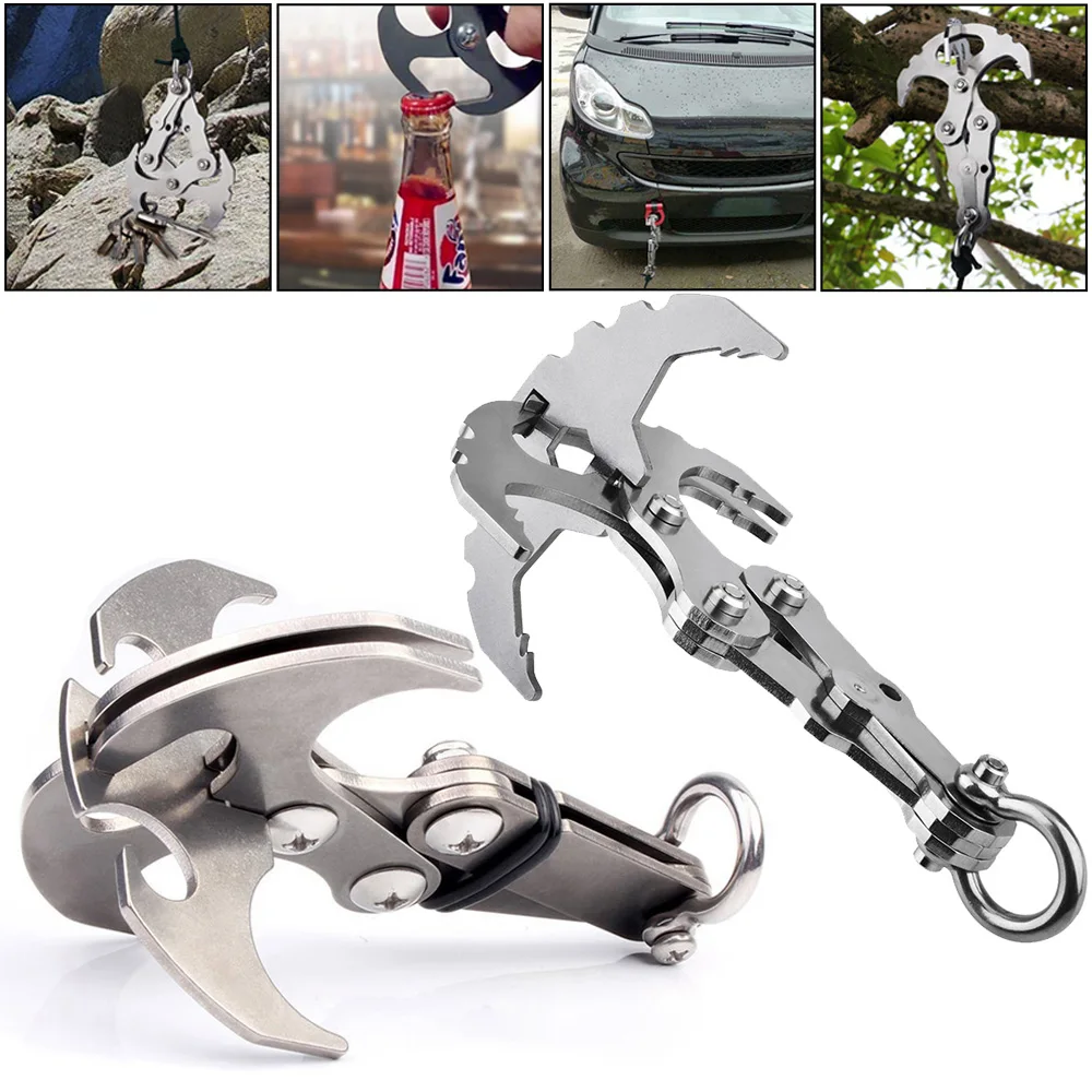 

Climbing Gravity Rock 13.5x9cm Stainless Steel Carabiner Camping Folding Hook Tool Pocket Claw Multi Outdoor Tool Survival Hook