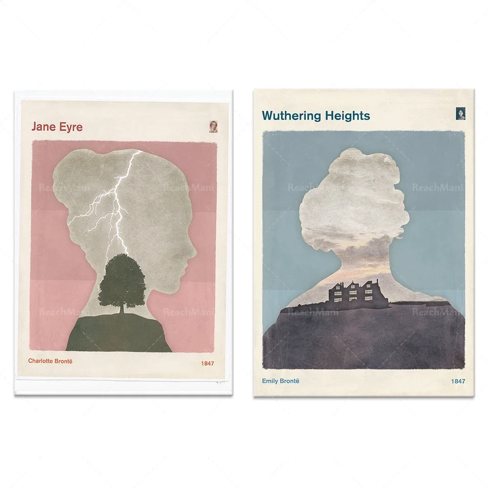 Антикварная печать книг галерейские плакаты Шарлотта Бронте литературные
