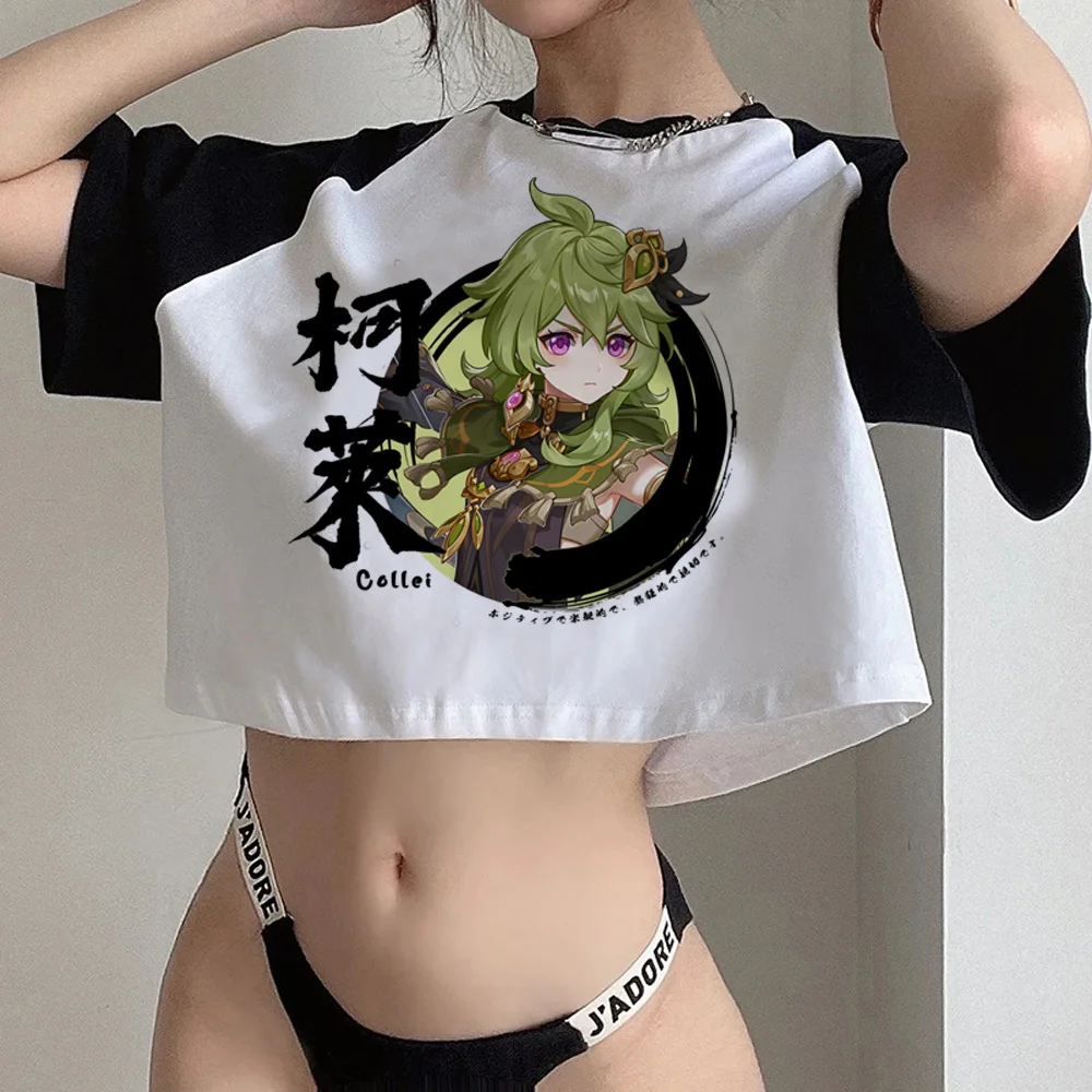 

Женский укороченный топ genshin impact fairy grunge, уличная одежда Харадзюку с принтом Манга