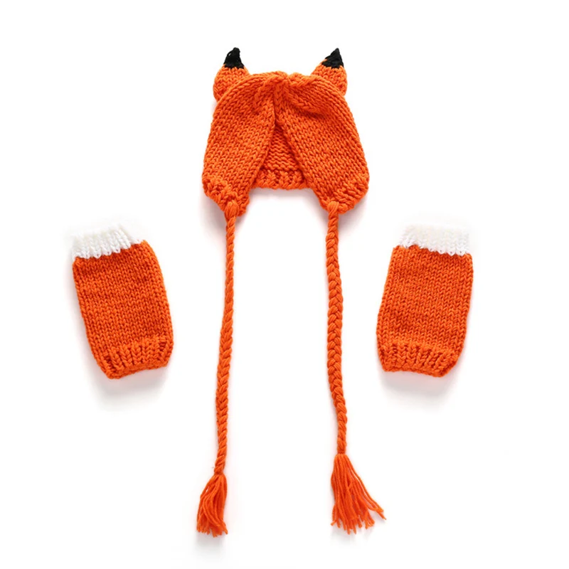 

New Fashion Comfortable Cute Newborn Knitted Hat with Kneecaps Suit Soft Skin-friendly Photography Costume Set LXH