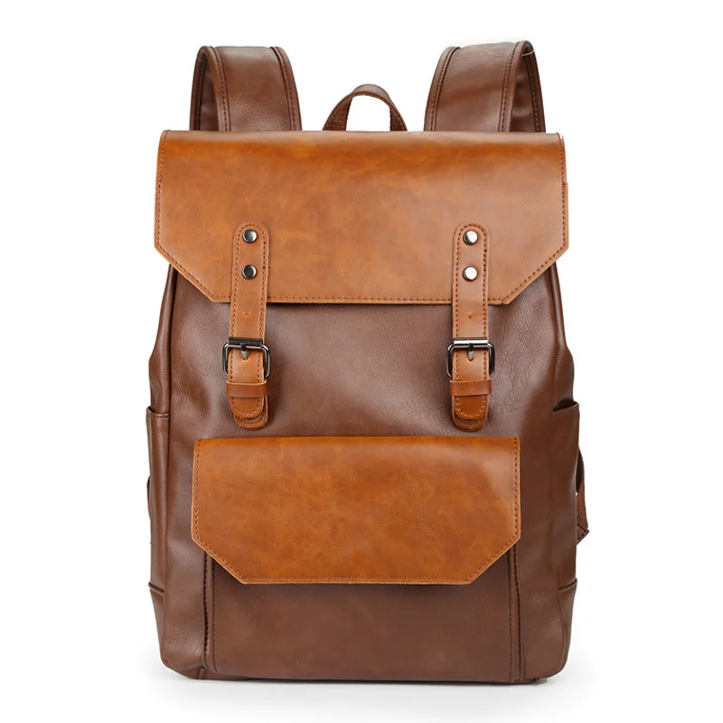 

Vintage Fashion Men's Backpacks Luxury Crazy Horse Leather Hasp Shoulder Bags Male Laptop Backpack Preppy Student School Backbag