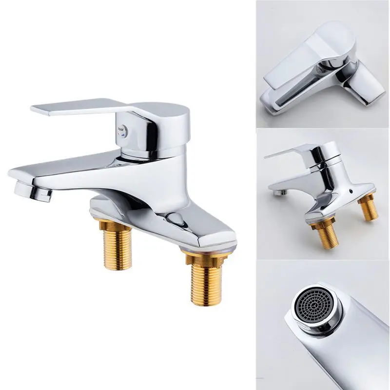 

Смеситель для раковины медный с двойным отверстием для установки на горячую и холодную воду смеситель для раковины Смеситель для кухонной ...