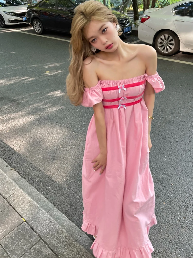 

Summer Sweet Women Dress French Style Bandage Sleeveless Dresses 2022 New Design High Waist Long Vestidos