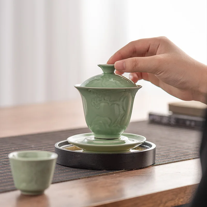 Чайный набор Shanyi Cheng Qingci Yunsong санкai Gaiwan Gongfu ручная работа рельефная домашняя