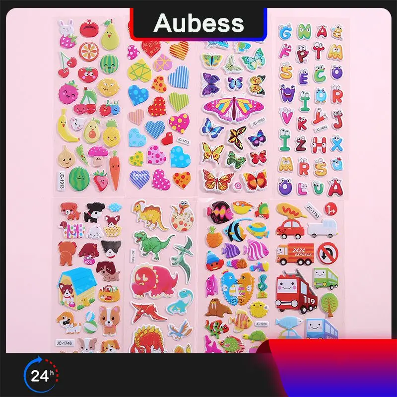 

Пузырьковые наклейки, Мультяшные животные, фрукты, наклейки «сделай сам», водонепроницаемые игрушки для девочек и мальчиков, детские игруш...