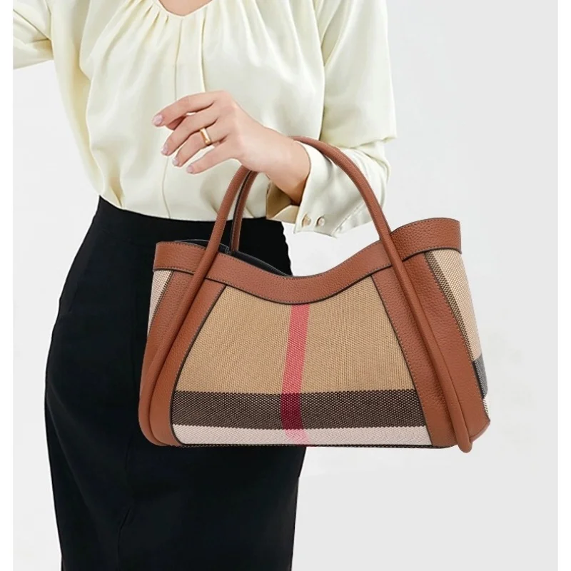 ZOCI 2024 новая клетчатая женская сумка в стиле ретро модная и продвинутая холщовая