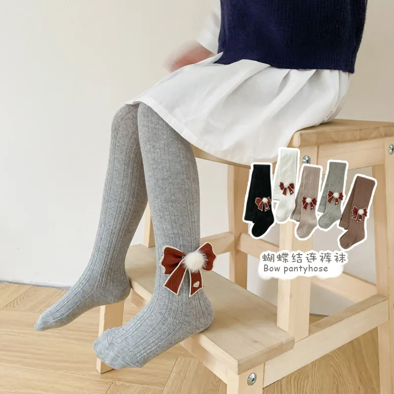 

Чулки для девочек, Осень-зима 2022, колготки для детей, модные детские колготки с бантом, детские леггинсы, одежда для девочек 1-12 лет