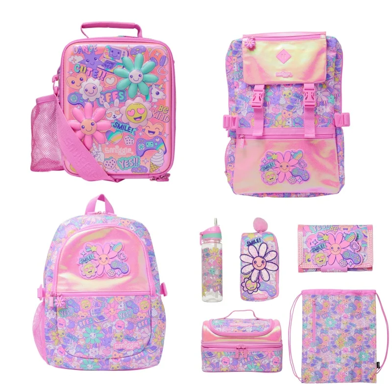 Оригинальный Австралийский розовый рюкзак Smiggle с улыбающимся лицом детский