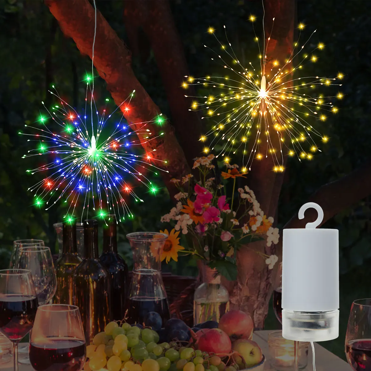 

Starburst Sphere Light 200 LEDs Hanging Starburst Fairy Light 8 Modes Remote Control LED Firework Lights IP65 Waterproof Fairy