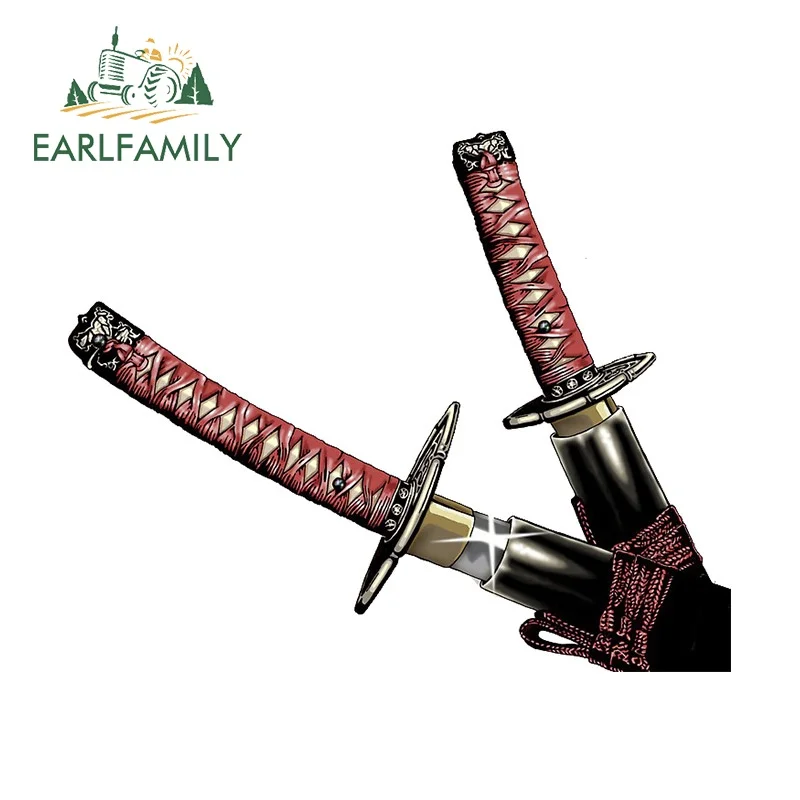 

EARLFAMILY Oren Ishii двойная катана японские автомобильные наклейки коробка для рыболовных снастей кемперван DIY наклейка устойчивая к царапинам