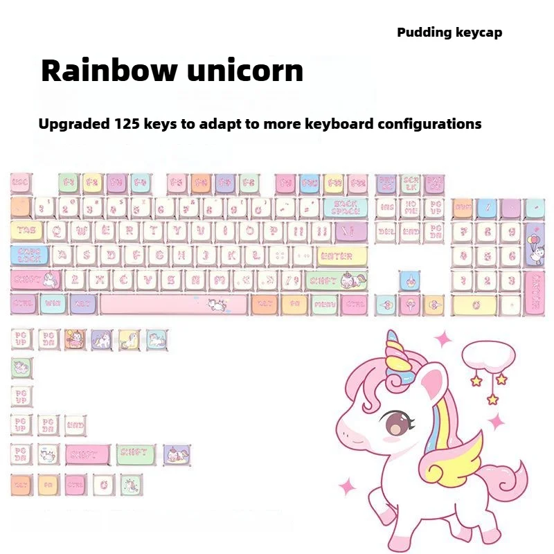 Колпачки для клавиш Rainbow Unicorn профиль SAX сублимационная PBT четырехсторонняя
