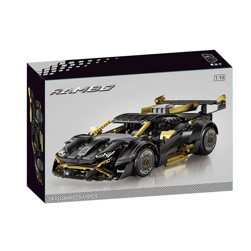 

2519pcs 10600 Black Gold Ramb Lamborghinied Huracán STO 1:10 Building Blocks Sports Car Bricks Children's Toys Collection Gifts