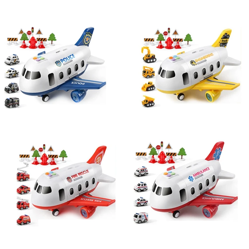 

Music Light Inertia Children's Gifts Airplane Toy With Alloy Truck